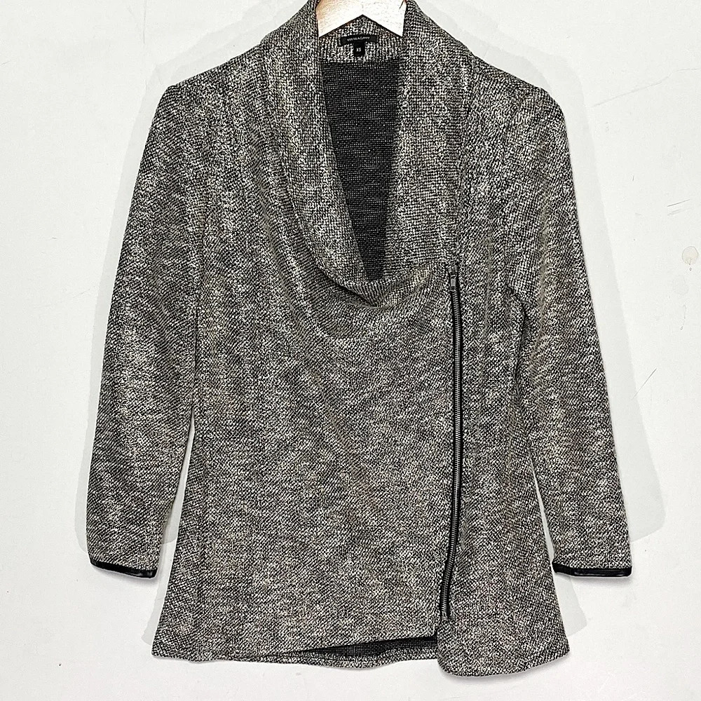 STELLA & DOT Women’s Rebel Gold Shimmer Knit Moto Jacket Zip Front Size XS - Picture 4 of 8